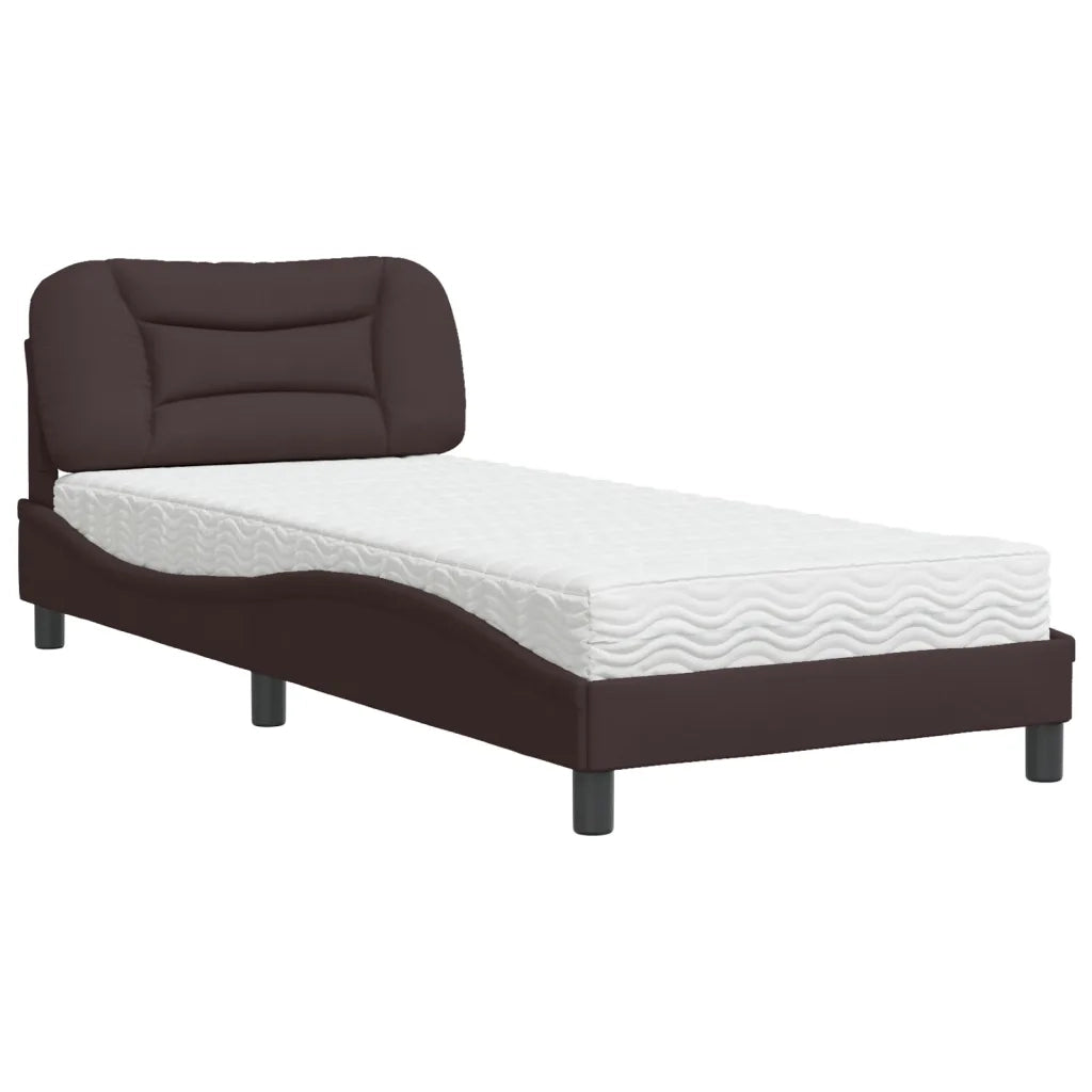 Letto con Materasso Hvar Marrone Scuro 80x200 cm in Tessuto
