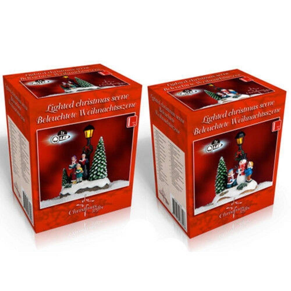 Trade Shop - Paesaggio Statuette Tema Natalizio Da 12,5 Cm Con Luce A Led Vari Modelli -
