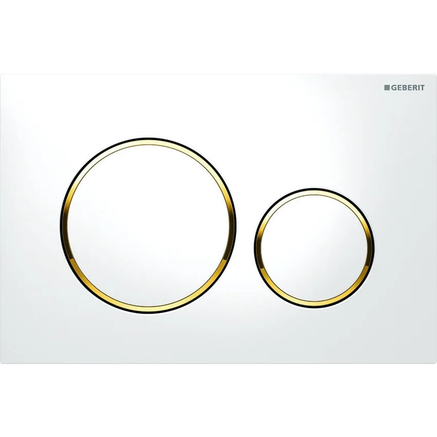 PLACCA DI COPERTURA 2 TASTI SIGMA 20 GEBERIT Bianca bordi tasti Dorati