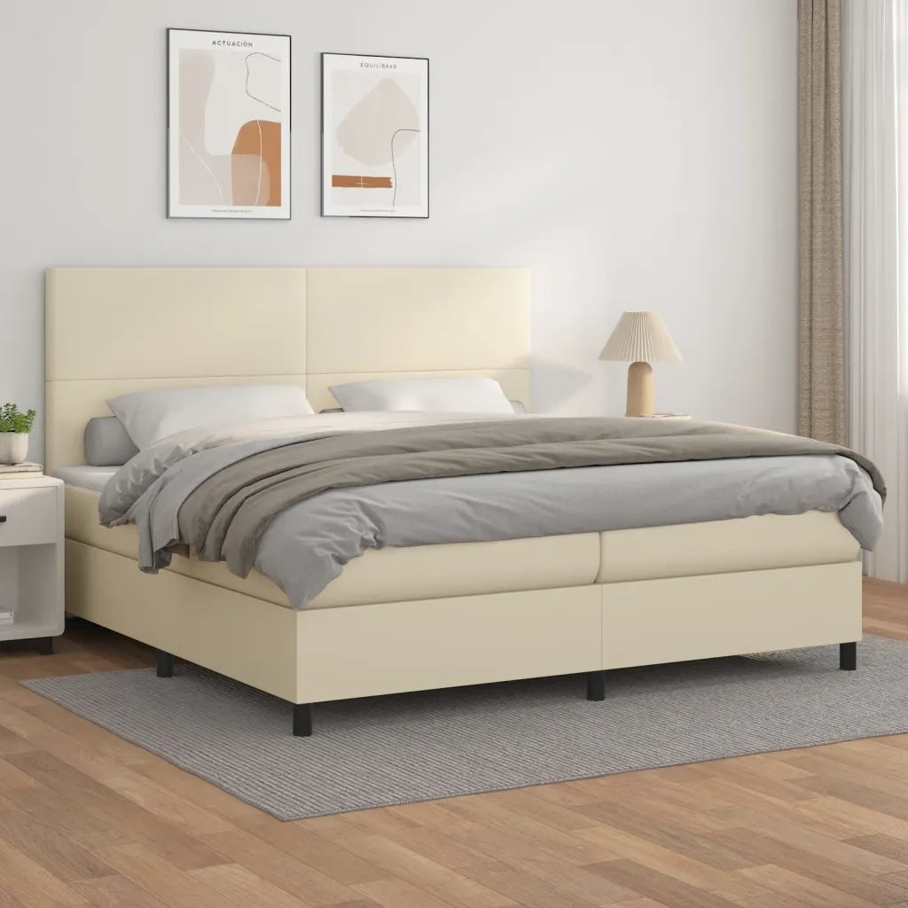 Giroletto a Molle con Materasso Crema 200x200 cm in Similpelle cod mxl 62221