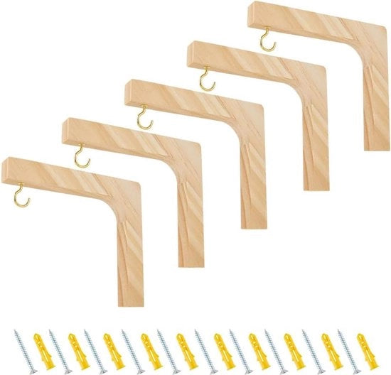 Appoggio piante a muro in legno pesante con apertura - Appoggio piante decorativo per interni - 2 viti e 2 anelli di chiusura - foro 10 mm