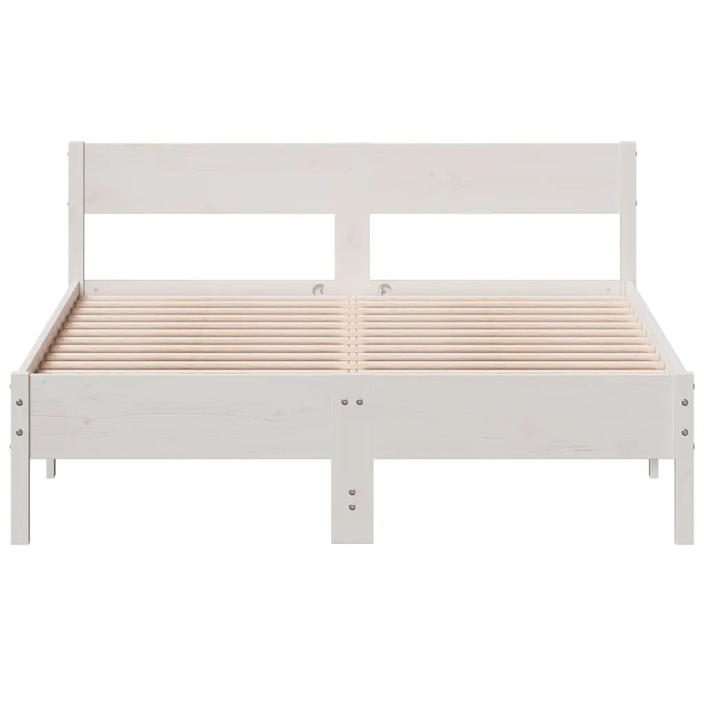 Letto senza Materasso Bianco 135x190 cm Legno Massello di Pino 842771