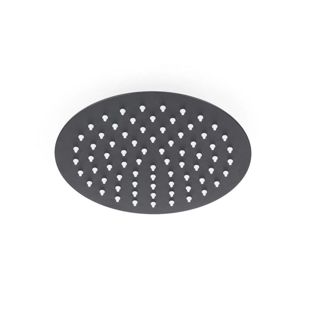 Trade Shop - Soffione Doccia Ultra Slim Rotondo ø25cm Nero Attacco Universale ½ Bagno Miscelatore 87885 -