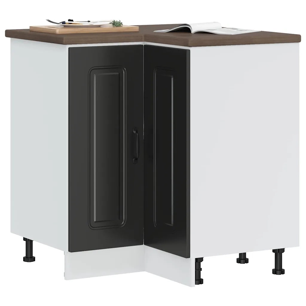 Mobile Base ad Angolo Cucina Kalmar Nero in Legno Multistrato