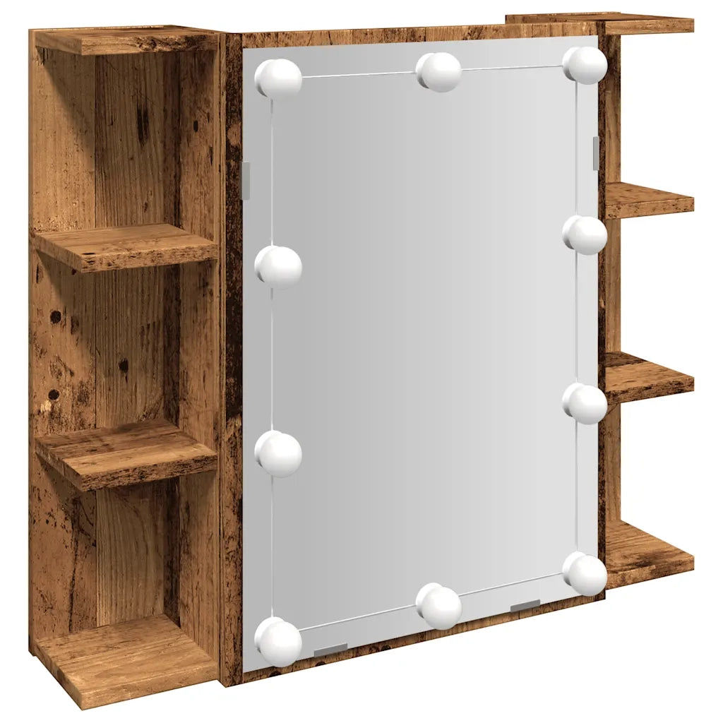 Mobile a Specchio con LED-Armadietto a Specchio Legno Antico 70x16,5x60 cm