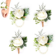 Boutonniere a 4 pezzi - Fiore di carta - Accessori per fidanzato - Fiori per la cravatta - Accessori per la cerimonia - Romantico e delicato - Accessori per la sposa