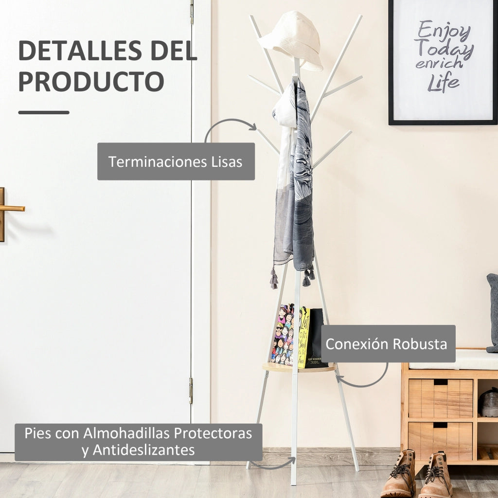 Attaccapanni Albero Vintage con Ripiano ¨C Zephmum ¨C Bianco 45x45x180 cm