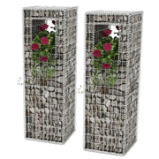 Pali/Fioriere in Gabbione in Rete 2 pz in Acciaio 50x50x160 cm 142542