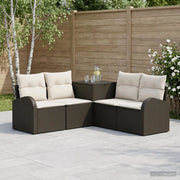 Set di divani 5 pz Nero e Bianco Crema 3447769