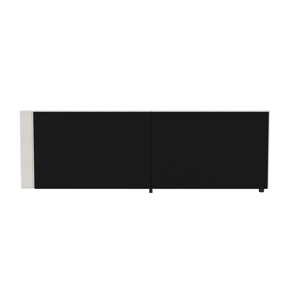 Letto singolo 90×200 cm con LED; USB Type-C; 2 cassetti e ripiani; senza materasso; lino; beige