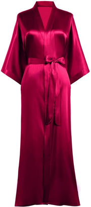 Kimono lunga in seta per la notte - abito da sera per donne - stoffa confortevole - colore liscio - lunghezza maxi 135 cm