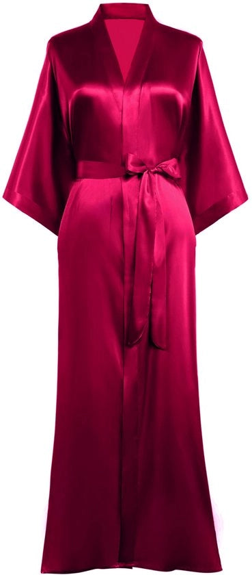 Kimono lunga in seta per la notte - abito da sera per donne - stoffa confortevole - colore liscio - lunghezza maxi 135 cm