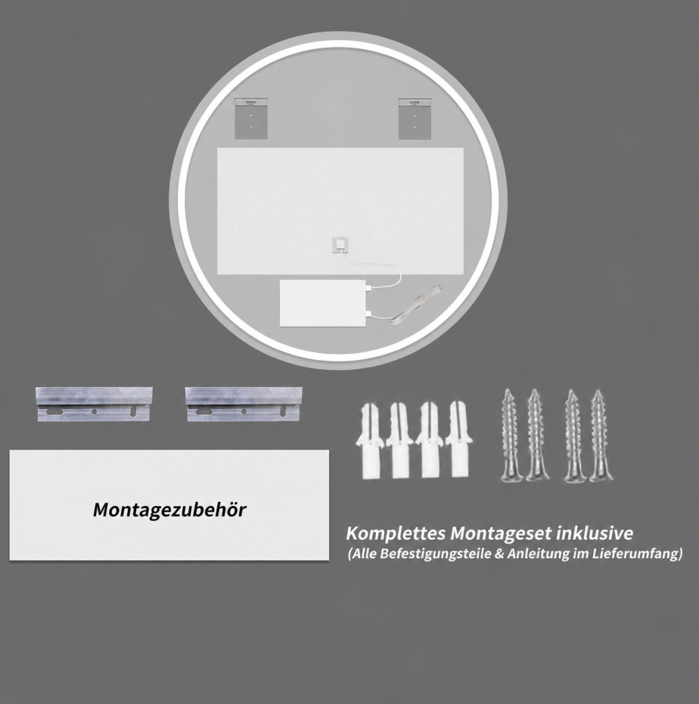 Specchio da bagno LED rotondo antiappannamento con luce