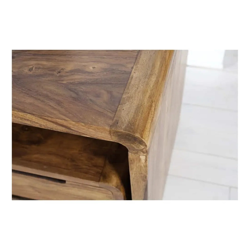 Scrivania retta NOMA 120 cm in legno massiccio di Sheesham verniciato – Angoli arrotondati e stile rustico