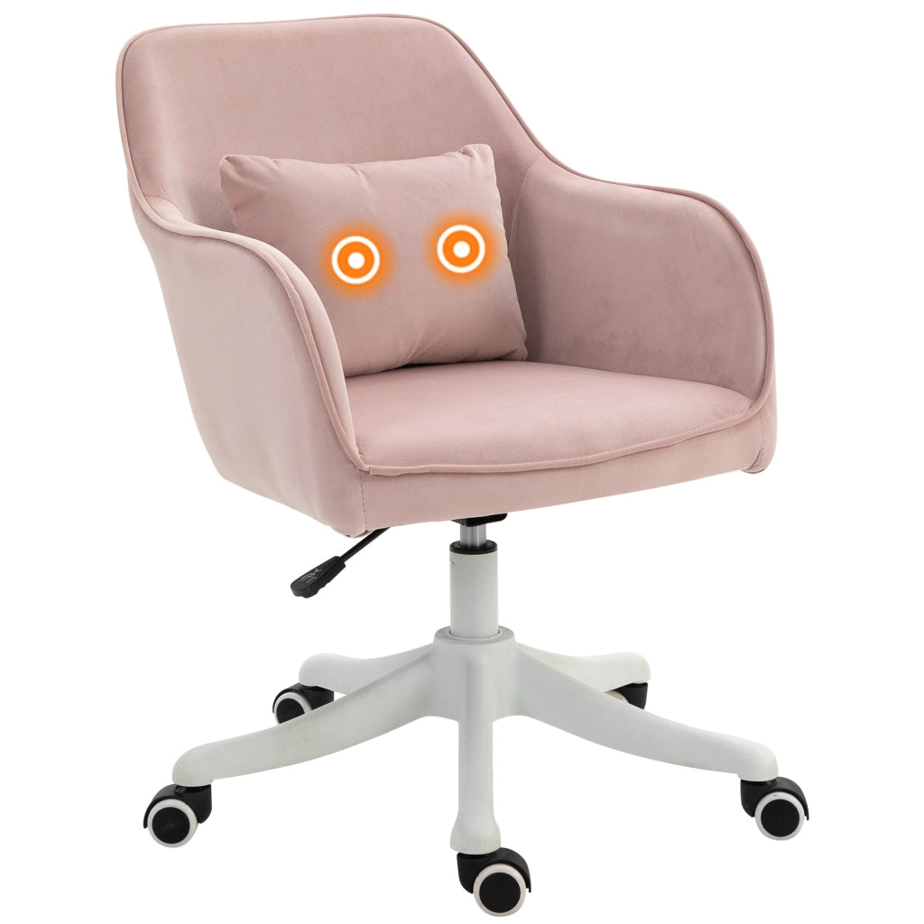 Sedia da Ufficio in Velluto con Cuscino Lombare e Altezza Regolabile ¨C Xylo ¨C Rosa