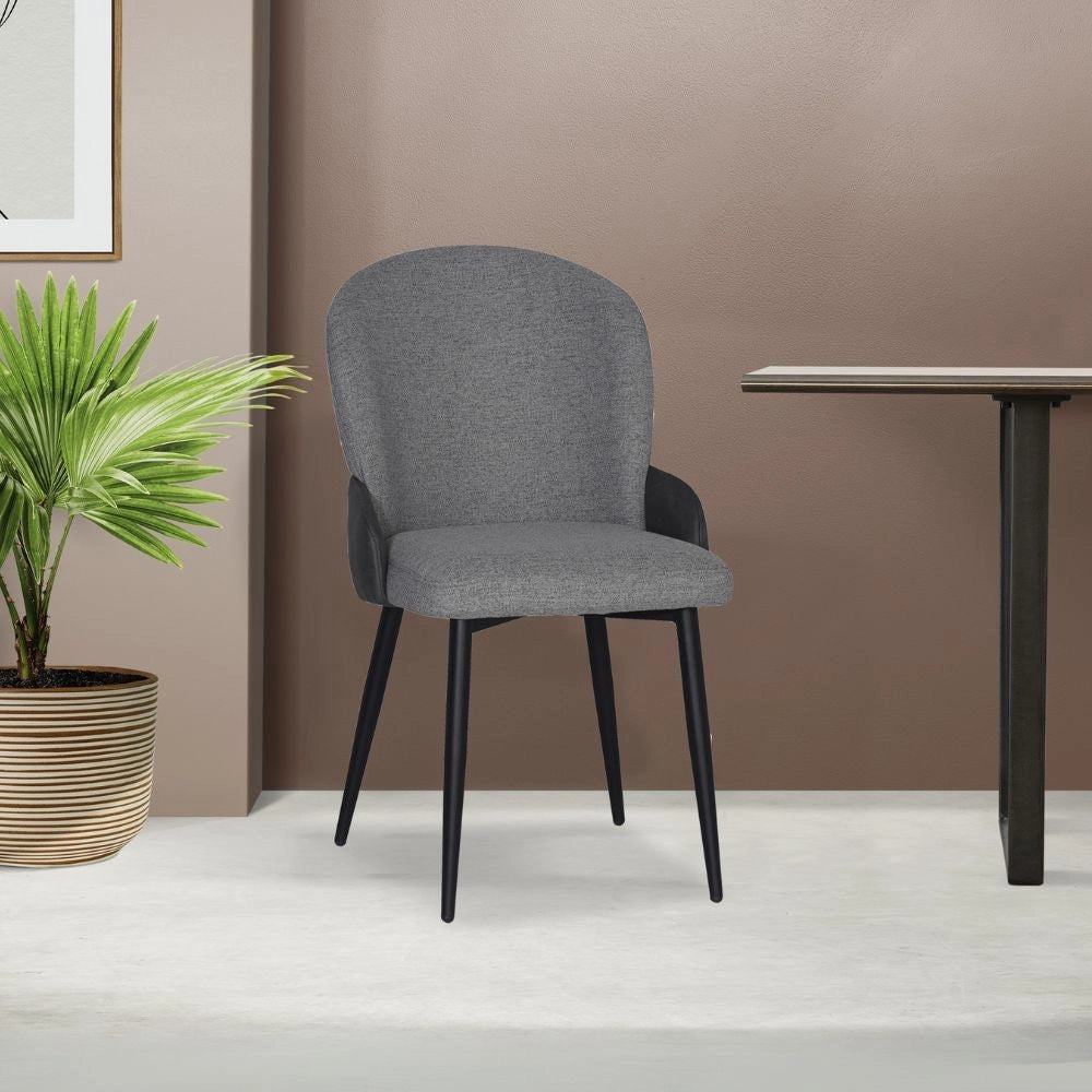 Set 2 Sedie imbottite Simo in tessuto grigio chiaro con dettaglio in nabuk antracite – Comfort e stile sofisticato