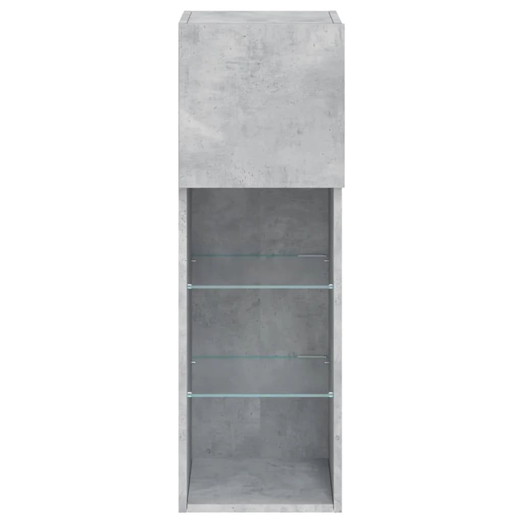 Mobile TV multimediale scaffale TV credenza mobile TV per sala da pranzo soggiorno camera da letto con luci LED 2 pezzi 30,5 x 30 x 90 cm grigio 02_0028837