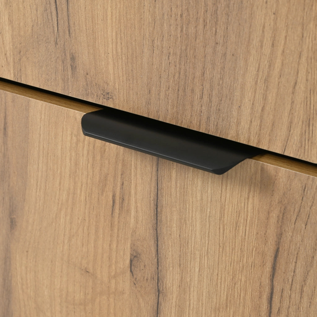 Set di mobili da ingresso con panca scarpiera scarpiera con specchio e ganci in pannello di particelle naturale e nero