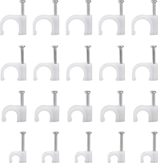 Organizzatore cavi a clip - 600 pezzi - 4 mm/6 mm/8 mm/10 mm - clip a vite metallica - bianco - cavo TV cavo alimentazione cavo LED cavo dati USB