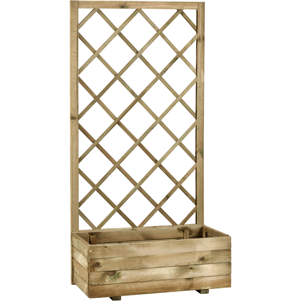 FIORIERA DA ESTERNO CON GRIGLIA IN LEGNO 43x80xh180 cm "MALIKA"  IDEALE PER PIANTE RAMPICANTI