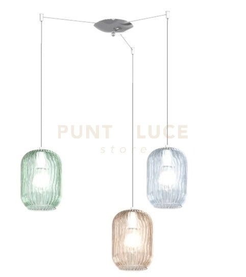 SOSPENSIONE CROMO 3 LUCI SPOSTABILE VETRI AM + VE + BL 1181CR-S3 S-MC