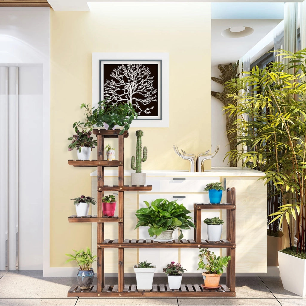 Scaffale di legno per piante e fiori-Espositore piante da interno ed esterno