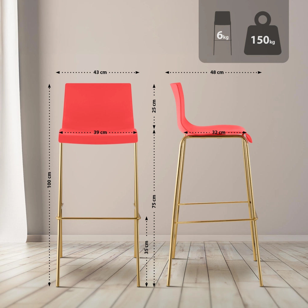Sgabello da bar Hoover in plastica 4 piedi oro 4