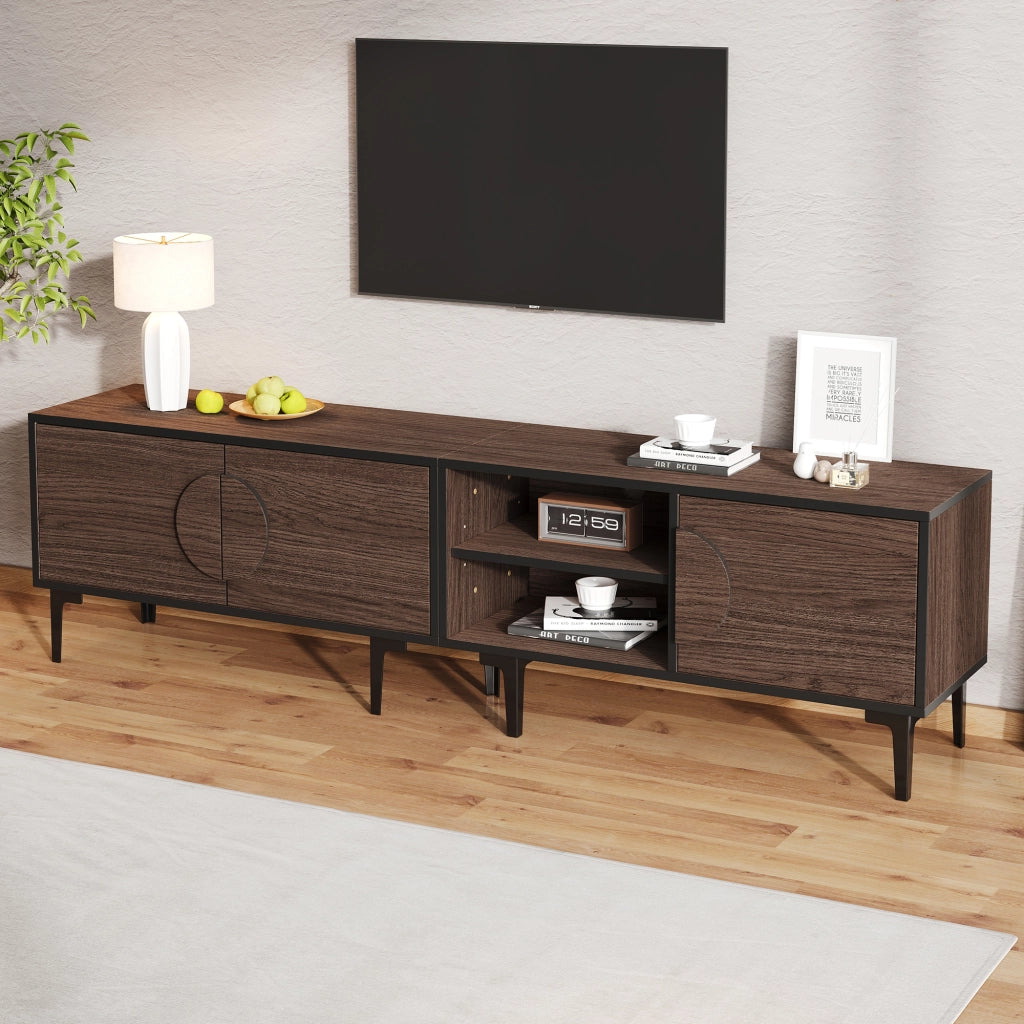 Lowboard TV 180 cm colore noce scuro in truciolare