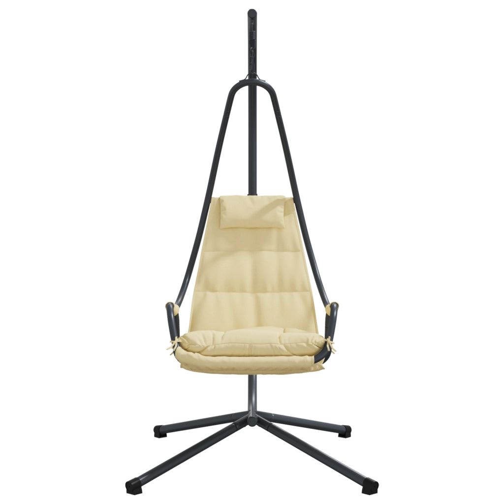 Sedia Appesa con Supporto e Cuscino Beige Acciaio