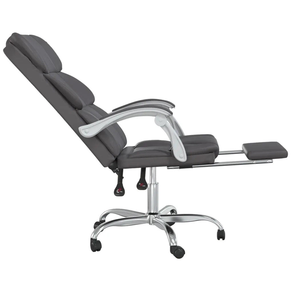 Poltrona | Sedia Relax da Ufficio Reclinabile Grigia in Similpelle
