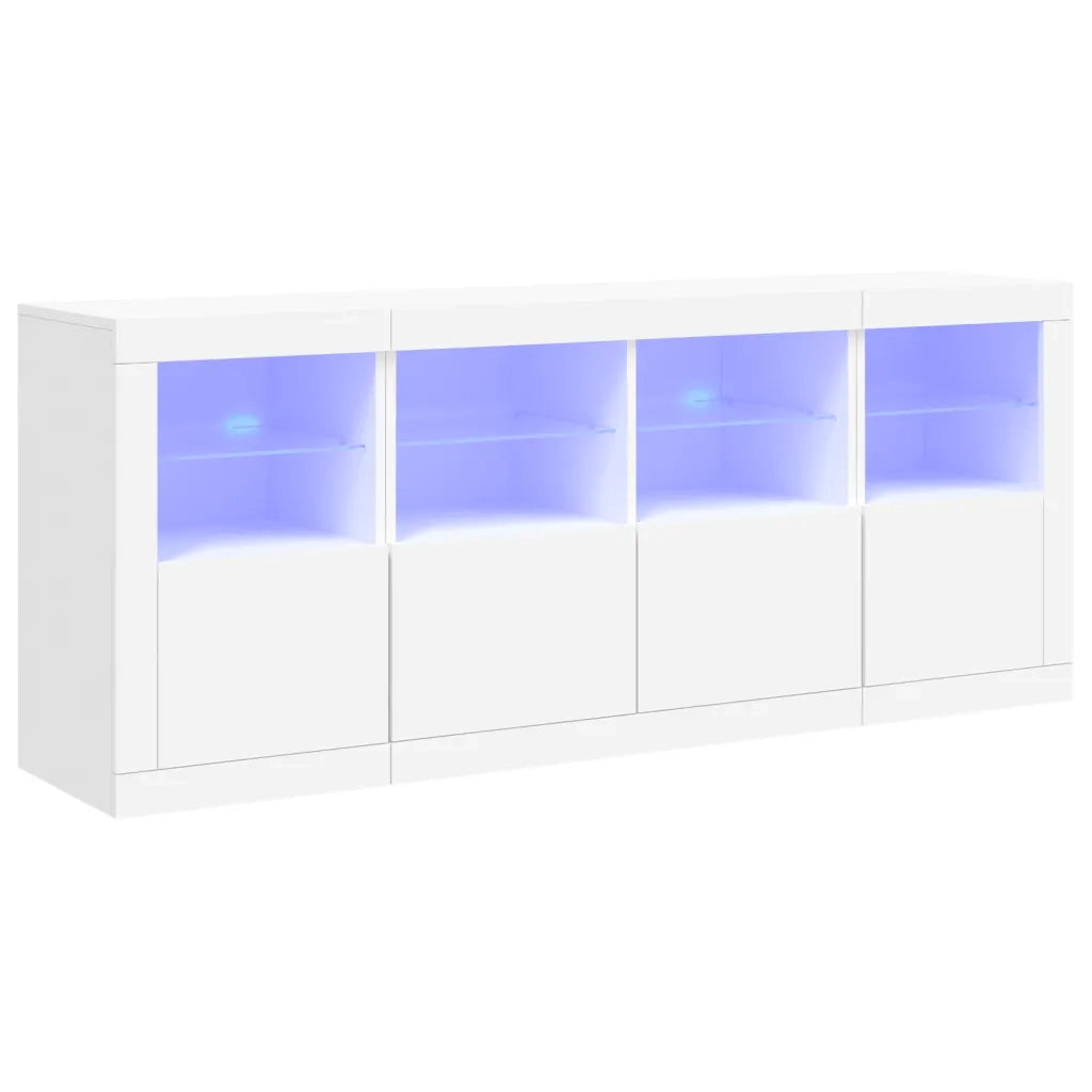 Credenza con Luci LED-Buffet-Armadio da cucina Bianca 163x37x67 cm