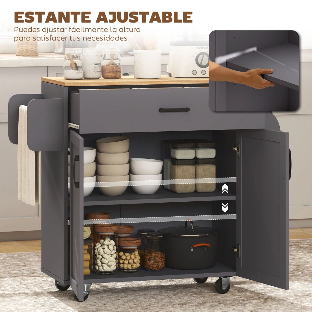 Armadio Mobile da Cucina con Ante ¨C Zephmum ¨C 105x36x85 cm Grigio