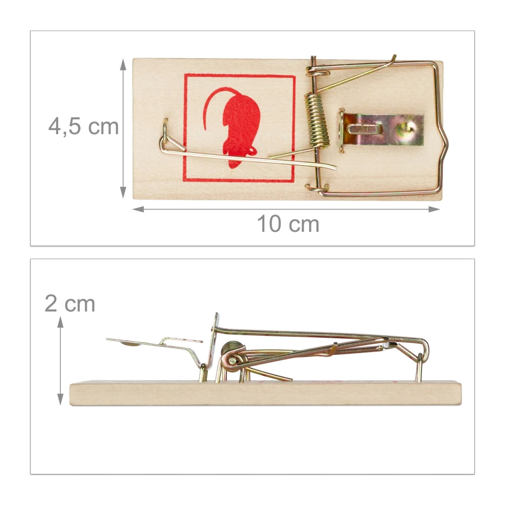 Set di 12 trappole per topi in legno pratiche riutilizzabili per dispensa garage 10 x 4,5 x 2 cm in legno naturale 13_0004215