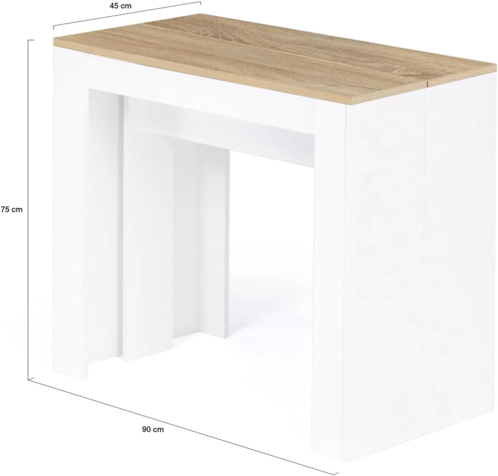 Consolle allungabile ORLANDO, 10 persone, 235 cm, finitura legno bianco e faggio