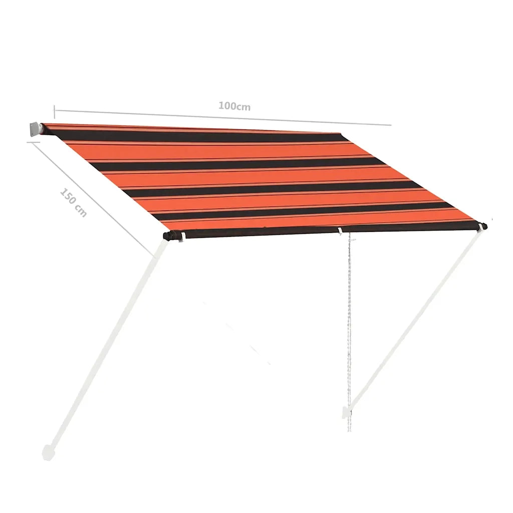 Tenda da Sole Retrattile con LED-Tenda parasole per Patio 100x150 cm Arancione e Marrone