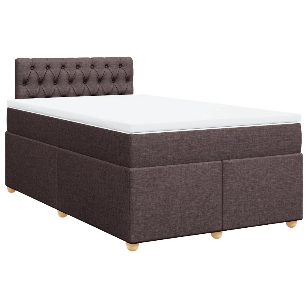 Giroletto a Molle con Materasso Marrone Scuro 120x200cm Tessuto