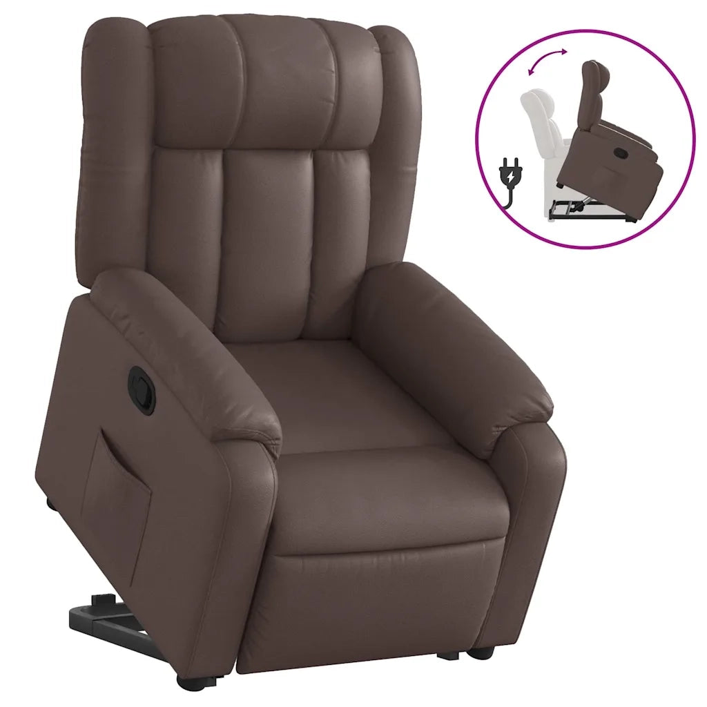 Poltrona Alzapersona Reclinabile Marrone in Similpelle 3205266