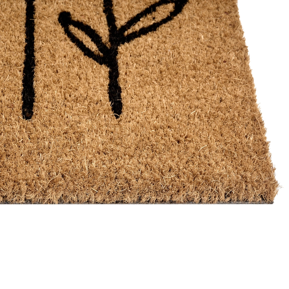 Zerbino in fibra di cocco naturale con fondo antiscivolo in PVC 45 x 75 cm Decorazione Motivo floreale