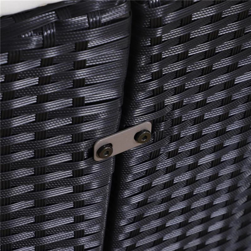 SET COMPONIBILE DIVANO CIRCOLARE DA ESTERNO IN PE RATTAN NERO E BEIGE