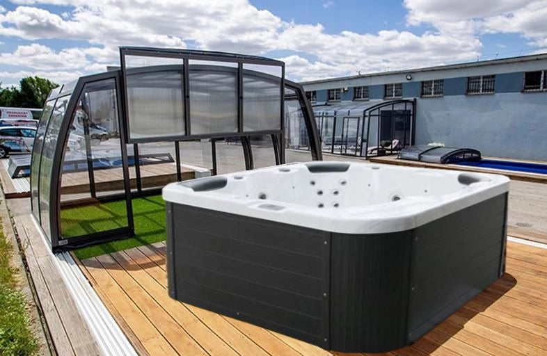 Minipiscina da esterno 6 persone 30getti riscaldatore, ozono led full optional 230x230x88cm Sicorage Extern