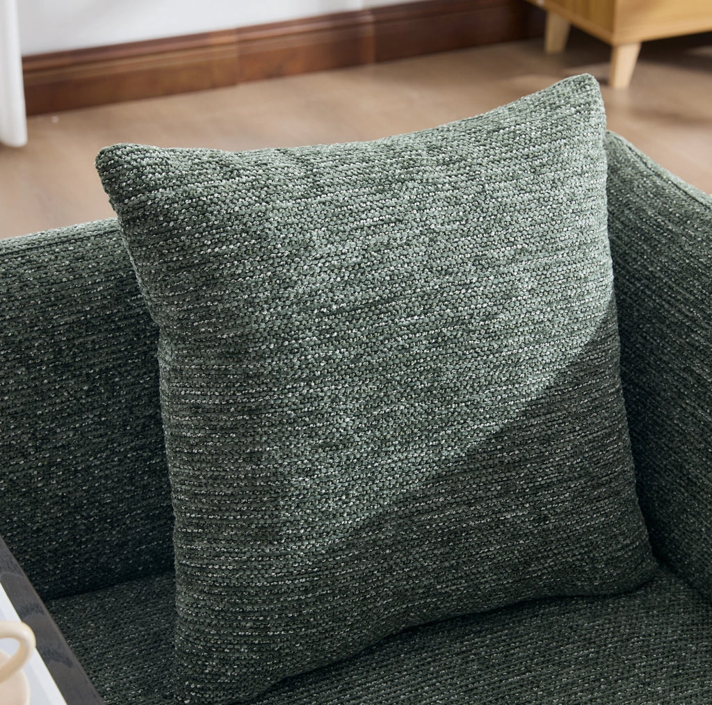 Poltrona relax in chenille smeraldo con tavolino laterale e tasche portaoggetti 86x72x71 cm
