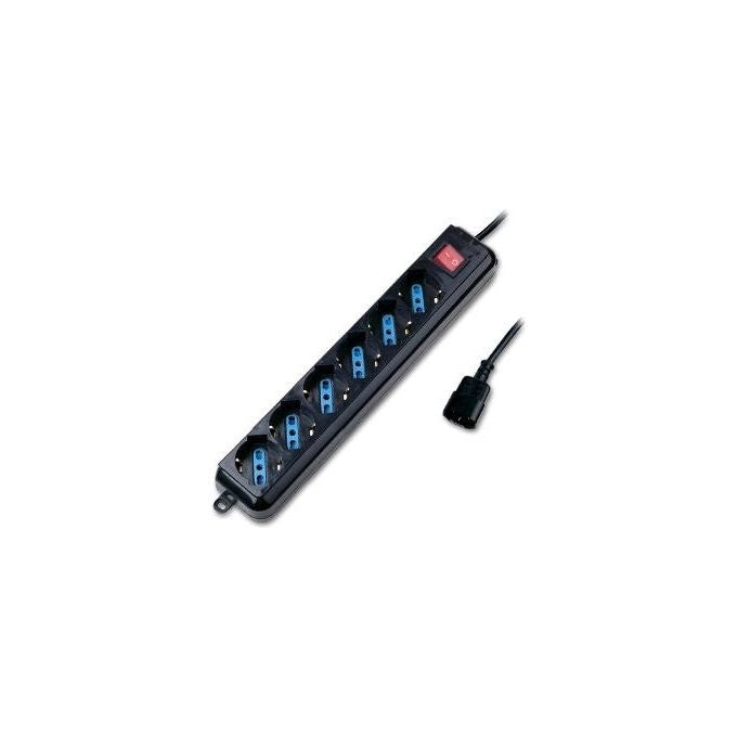 Atlantis Land P011-SL3006P-B Ciabatta Elettrica 6 Prese Bipasso Schuko IEC Interruttore Protezione Bambini Cavo 1,5 m colore Nero