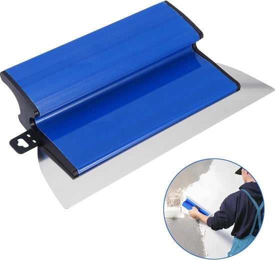Spazzola per stucco con manico a forma di Z, per applicare la copertura di calcestruzzo, dimensioni 25 x 15 x 43 cm, colore blu.