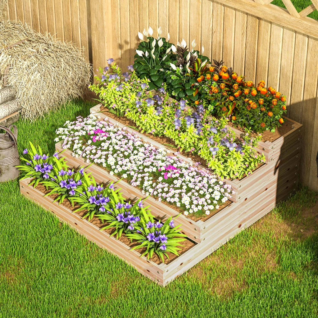 Casetta da giardino 4 livelli per orto ¨C zephmum ¨C 113x113x46 cm legno naturale