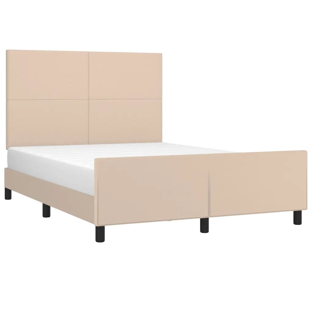 Letto matrimoniale | Letto per adulti | Giroletto con Testiera Cappuccino 140x200 cm in Similpelle