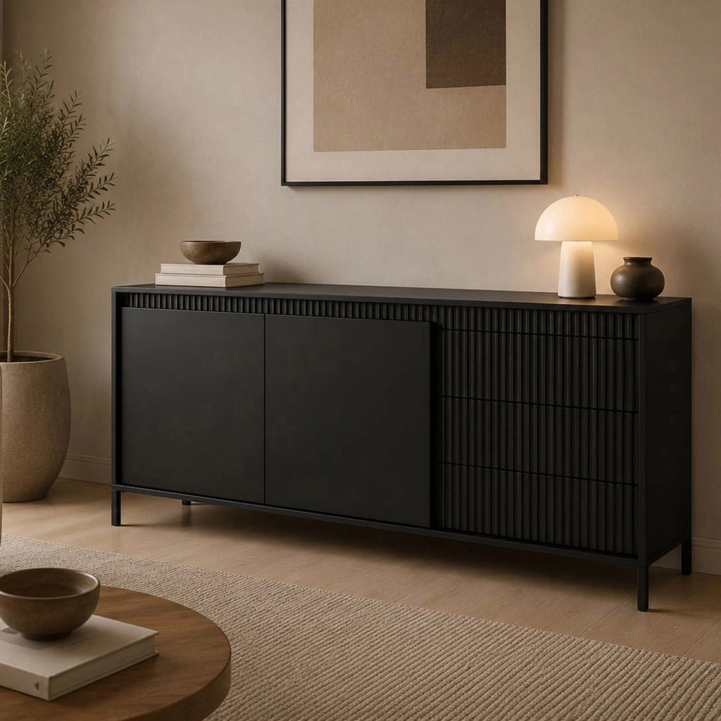 Madia Hatomo, Credenza 3 Cassetti, 154x40x81h cm Beige