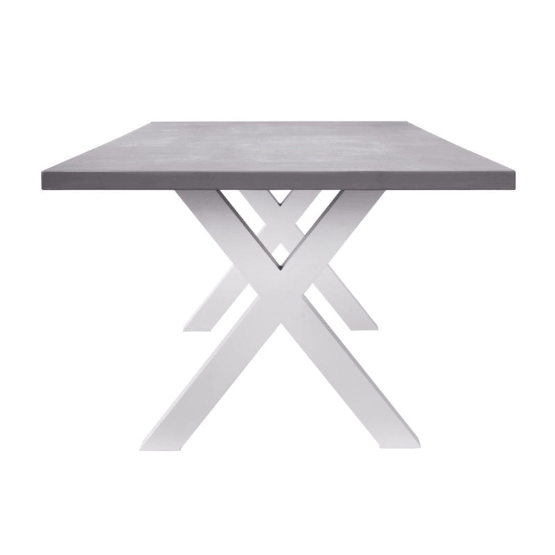 Tavolo Amantea 220x100 Alluminio Bianco Piano Resina Grigio Moia