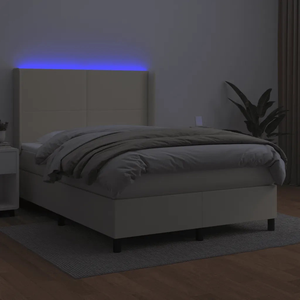 Giroletto a Molle con Materasso e LED Crema 140x200 cm cod mxl 60074