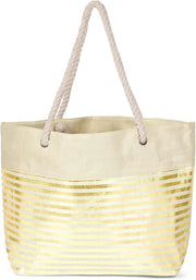 Borsa da spiaggia per donne con strisce metalliche e chiusura a zip - XXL shopper 02012281