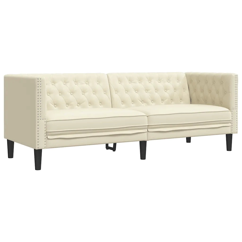 Set Divani Chesterfield 2pz Crema in Similpelle 3209275